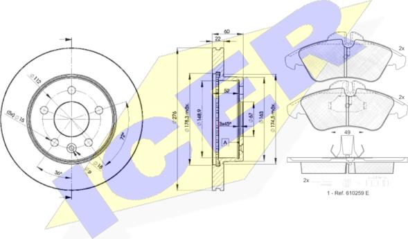 Icer 31104-6380 - Kit freno, Freno a disco autozon.pro