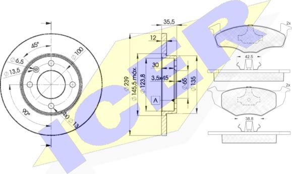 Icer 31119-3300 - Kit freno, Freno a disco autozon.pro