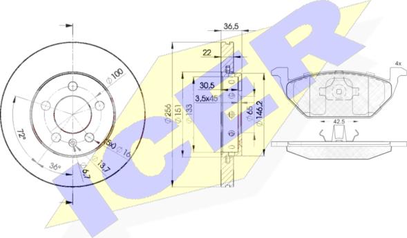 Icer 31184-5602 - Kit freno, Freno a disco autozon.pro