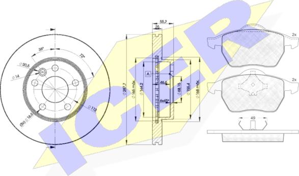 Icer 31139-1093 - Kit freno, Freno a disco autozon.pro