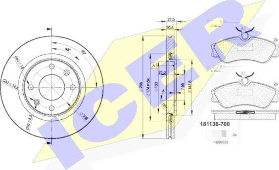 Icer 31136-4697 - Kit freno, Freno a disco autozon.pro