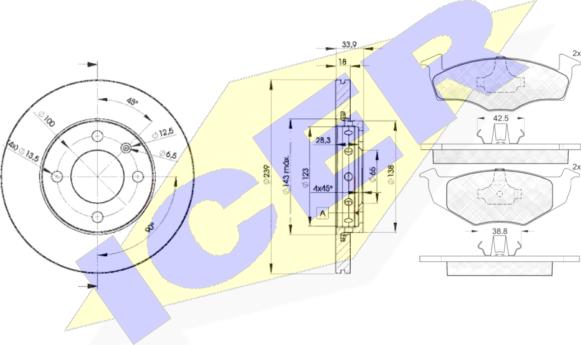 Icer 31130-5303 - Kit freno, Freno a disco autozon.pro