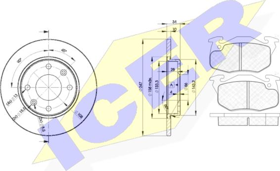 Icer 31120-4689 - Kit freno, Freno a disco autozon.pro