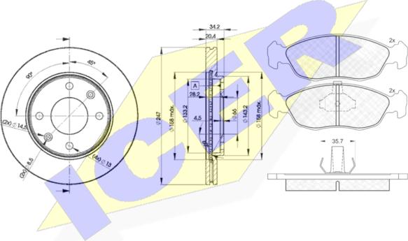 Icer 31121-4694 - Kit freno, Freno a disco autozon.pro