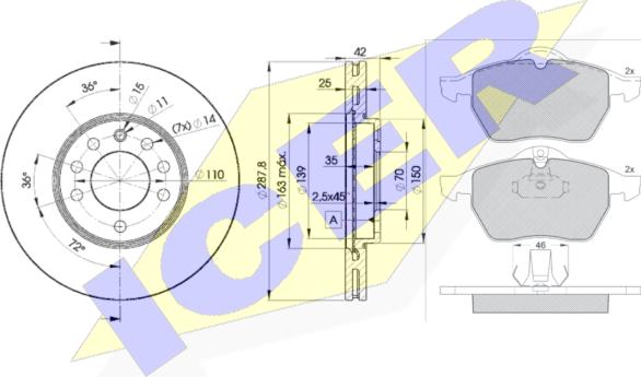 Icer 31128-9043 - Kit freno, Freno a disco autozon.pro