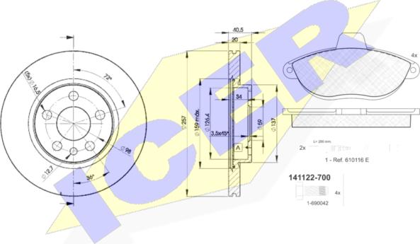 Icer 31122-4683 - Kit freno, Freno a disco autozon.pro