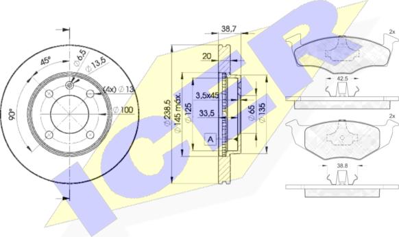 Icer 31178-3975 - Kit freno, Freno a disco autozon.pro