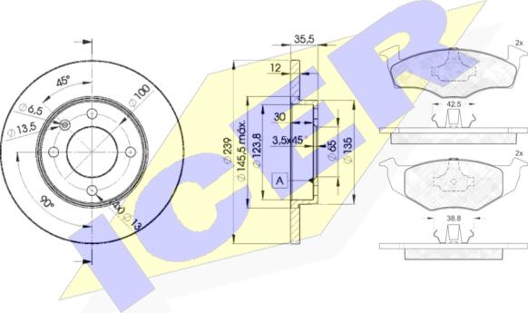 Icer 31178-3300 - Kit freno, Freno a disco autozon.pro