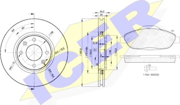 Icer 31851-4752 - Kit freno, Freno a disco autozon.pro