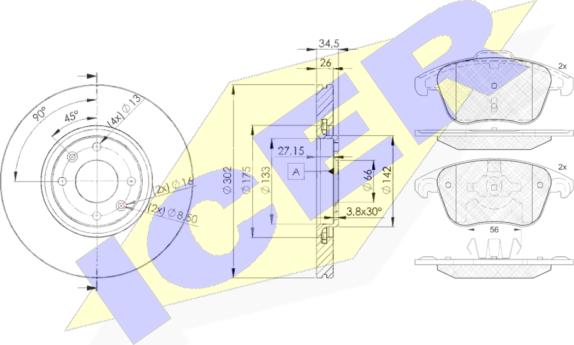 Icer 31866-4698 - Kit freno, Freno a disco autozon.pro