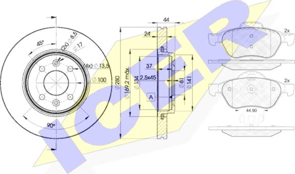 Icer 31860-7829 - Kit freno, Freno a disco autozon.pro