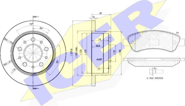 Icer 31804-3806 - Kit freno, Freno a disco autozon.pro