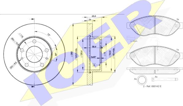 Icer 31803-4681 - Kit freno, Freno a disco autozon.pro