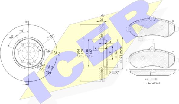 Icer 31802-4755 - Kit freno, Freno a disco autozon.pro