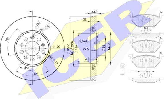 Icer 31349-5604 - Kit freno, Freno a disco autozon.pro