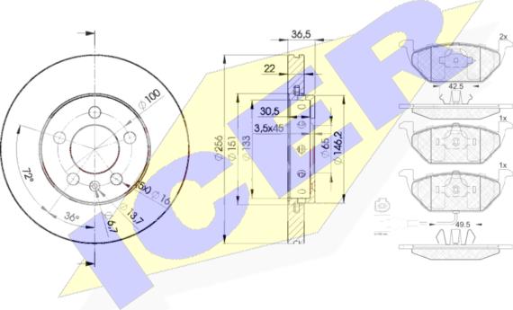 Icer 31349-5602 - Kit freno, Freno a disco autozon.pro