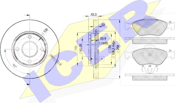 Icer 31343-5344 - Kit freno, Freno a disco autozon.pro