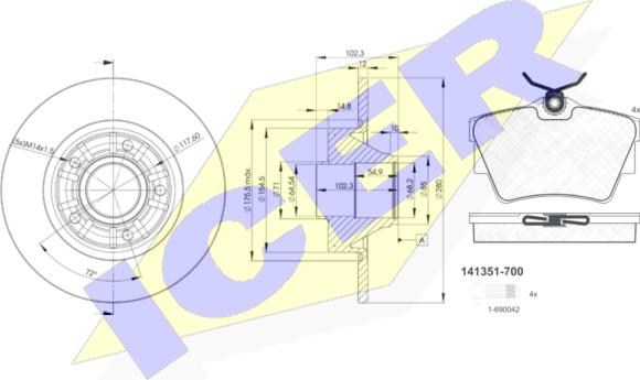 Icer 31351-6846 - Kit freno, Freno a disco autozon.pro