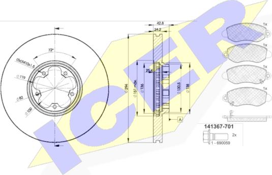 Icer 31367-5613 - Kit freno, Freno a disco autozon.pro