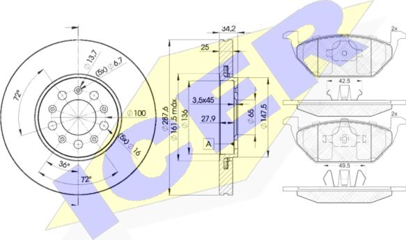 Icer 31338-5604 - Kit freno, Freno a disco autozon.pro