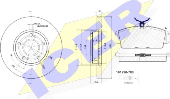 Icer 31290-1057 - Kit freno, Freno a disco autozon.pro