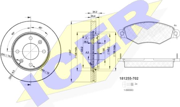 Icer 31255-4694 - Kit freno, Freno a disco autozon.pro