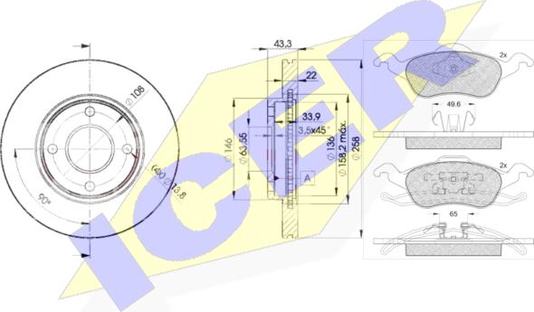 Icer 31264-5344 - Kit freno, Freno a disco autozon.pro