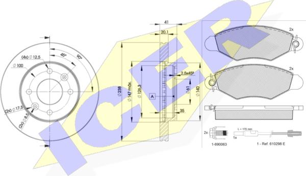 Icer 31217-6572 - Kit freno, Freno a disco autozon.pro