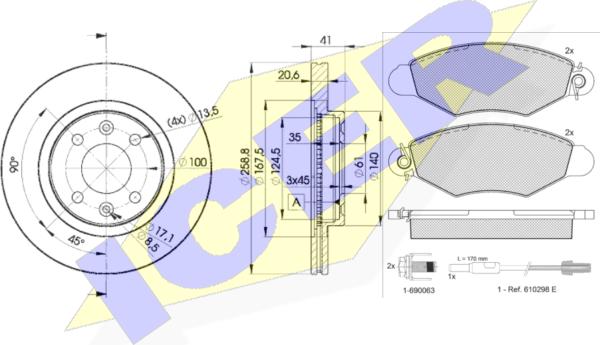 Icer 31217-3550 - Kit freno, Freno a disco autozon.pro