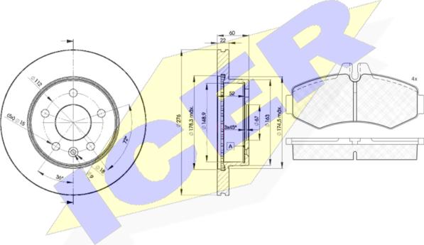 Icer 31288-6380 - Kit freno, Freno a disco autozon.pro