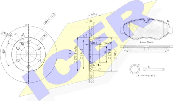 Icer 31786-0190 - Kit freno, Freno a disco autozon.pro