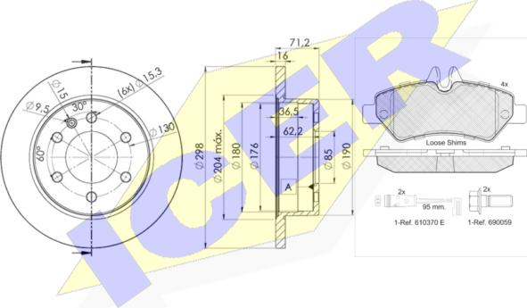 Icer 31787-0191 - Kit freno, Freno a disco autozon.pro