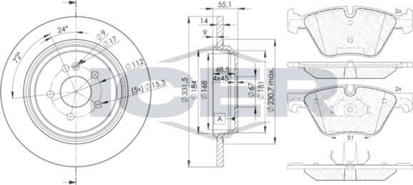 Icer 32002-3555 - Kit freno, Freno a disco autozon.pro