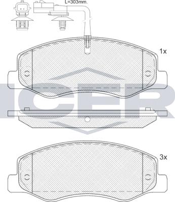 Icer LM2000 - Kit pastiglie freno, Freno a disco autozon.pro