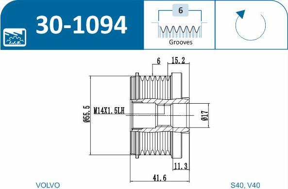 IJS GROUP 30-1094 - Puleggia cinghia, Alternatore autozon.pro