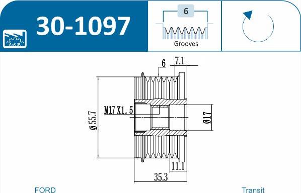 IJS GROUP 30-1097 - Puleggia cinghia, Alternatore autozon.pro