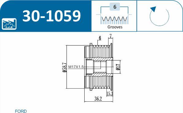 IJS GROUP 30-1059 - Puleggia cinghia, Alternatore autozon.pro