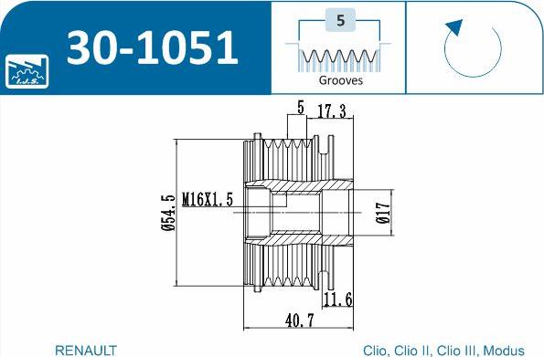 IJS GROUP 30-1051 - Puleggia cinghia, Alternatore autozon.pro