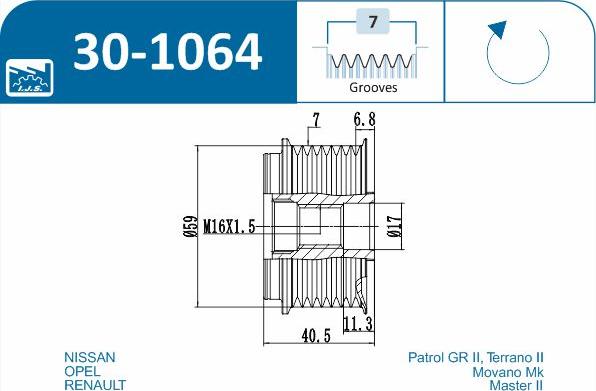 IJS GROUP 30-1064 - Puleggia cinghia, Alternatore autozon.pro