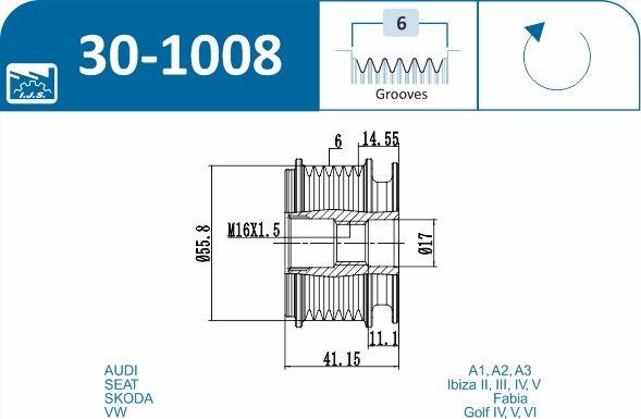 IJS GROUP 30-1008 - Puleggia cinghia, Alternatore autozon.pro