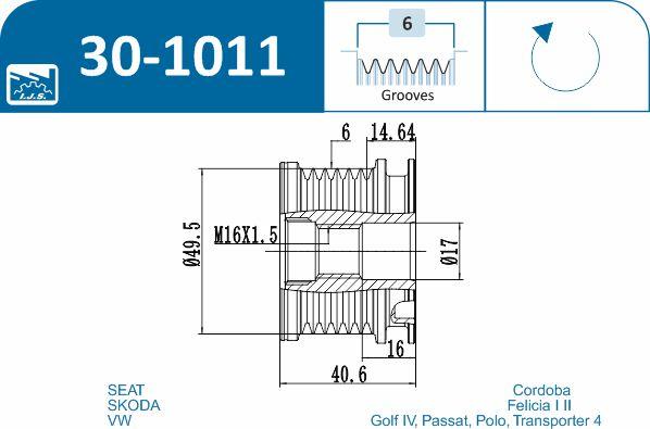 IJS GROUP 30-1011 - Puleggia cinghia, Alternatore autozon.pro