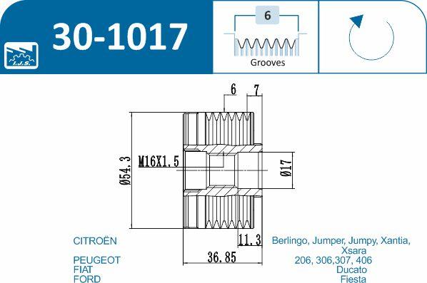 IJS GROUP 30-1017 - Puleggia cinghia, Alternatore autozon.pro