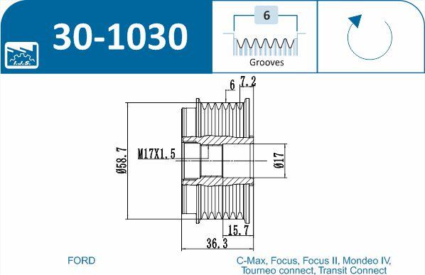 IJS GROUP 30-1030 - Puleggia cinghia, Alternatore autozon.pro