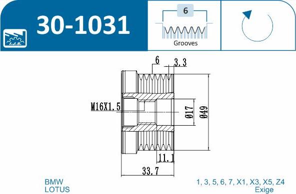 IJS GROUP 30-1031 - Puleggia cinghia, Alternatore autozon.pro