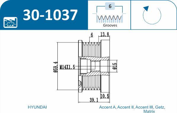 IJS GROUP 30-1037 - Puleggia cinghia, Alternatore autozon.pro