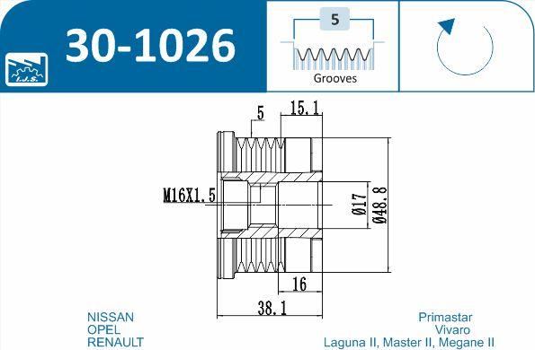 IJS GROUP 30-1026 - Puleggia cinghia, Alternatore autozon.pro