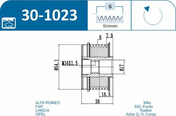 IJS GROUP 30-1023 - Puleggia cinghia, Alternatore autozon.pro