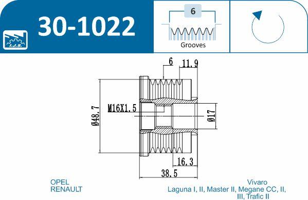 IJS GROUP 30-1022 - Puleggia cinghia, Alternatore autozon.pro