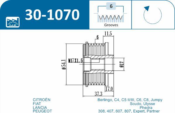 IJS GROUP 30-1070 - Puleggia cinghia, Alternatore autozon.pro