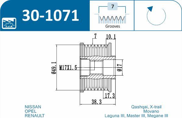 IJS GROUP 30-1071 - Puleggia cinghia, Alternatore autozon.pro